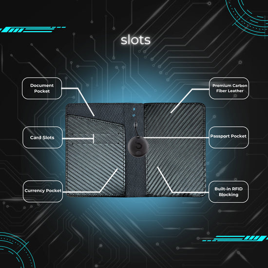 tag8 Passport Tracker with durable carbon fiber case for secure travel