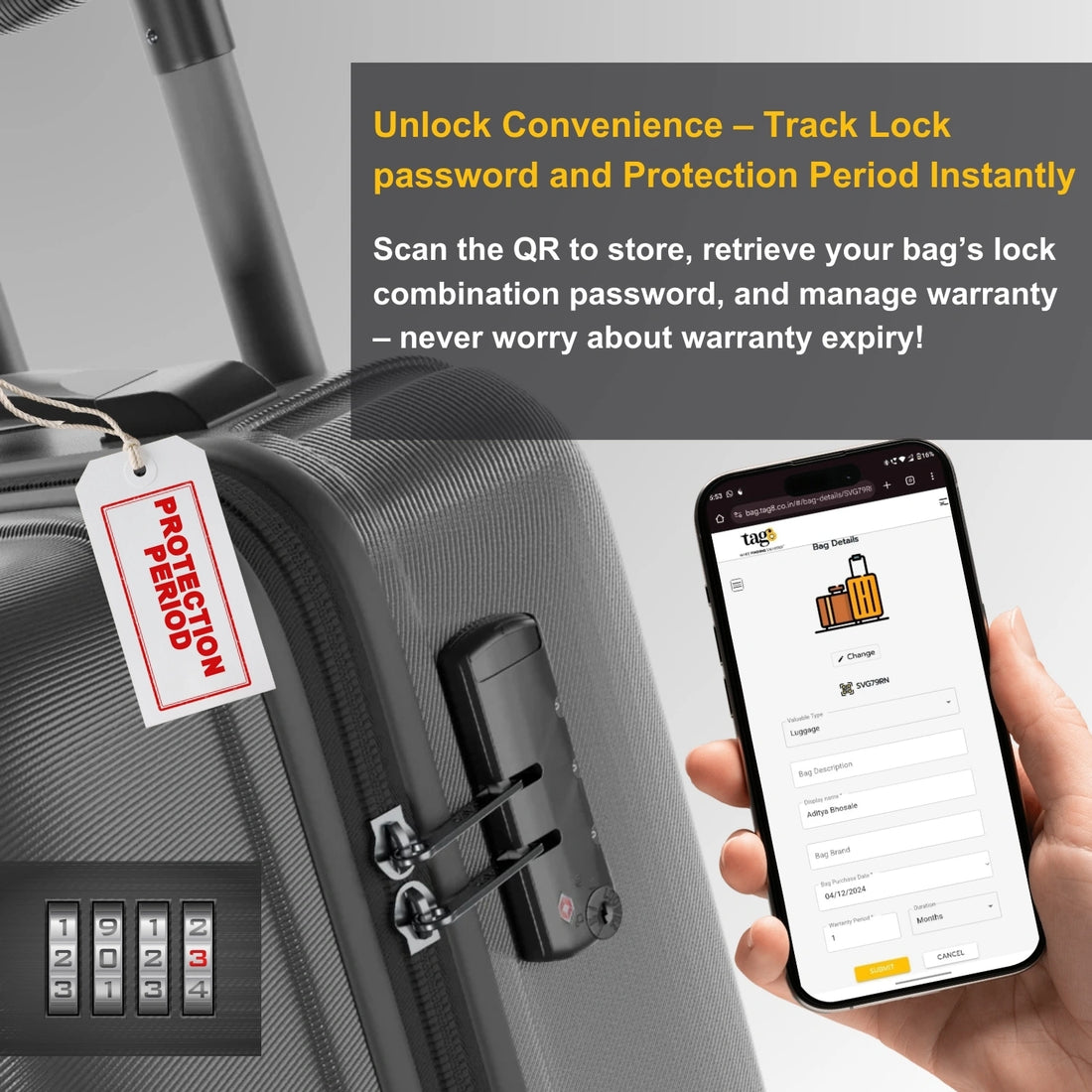 San Francisco QR Bag Tag by tag8 with smart tracking