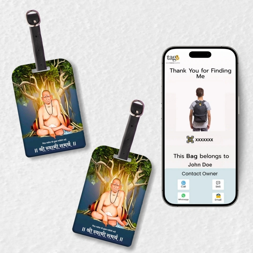 Shri Swami Samarth smart bag tag with QR code by tag8