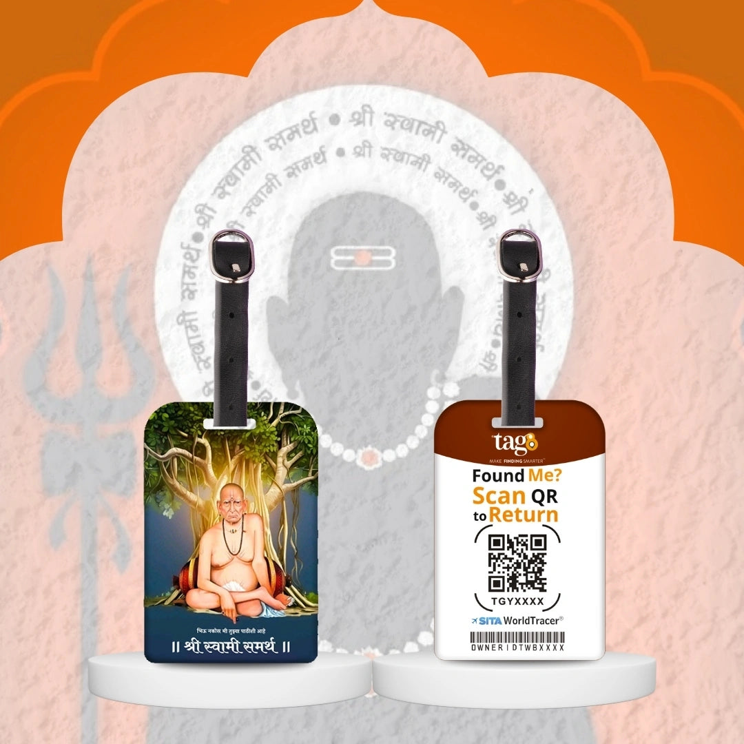 Shri Swami Samarth smart bag tag with QR code by tag8
