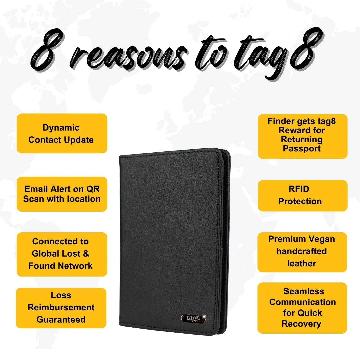 tag8 Vegan Leather Passport NFC Case with smart NFC technology for secure and stylish travel
