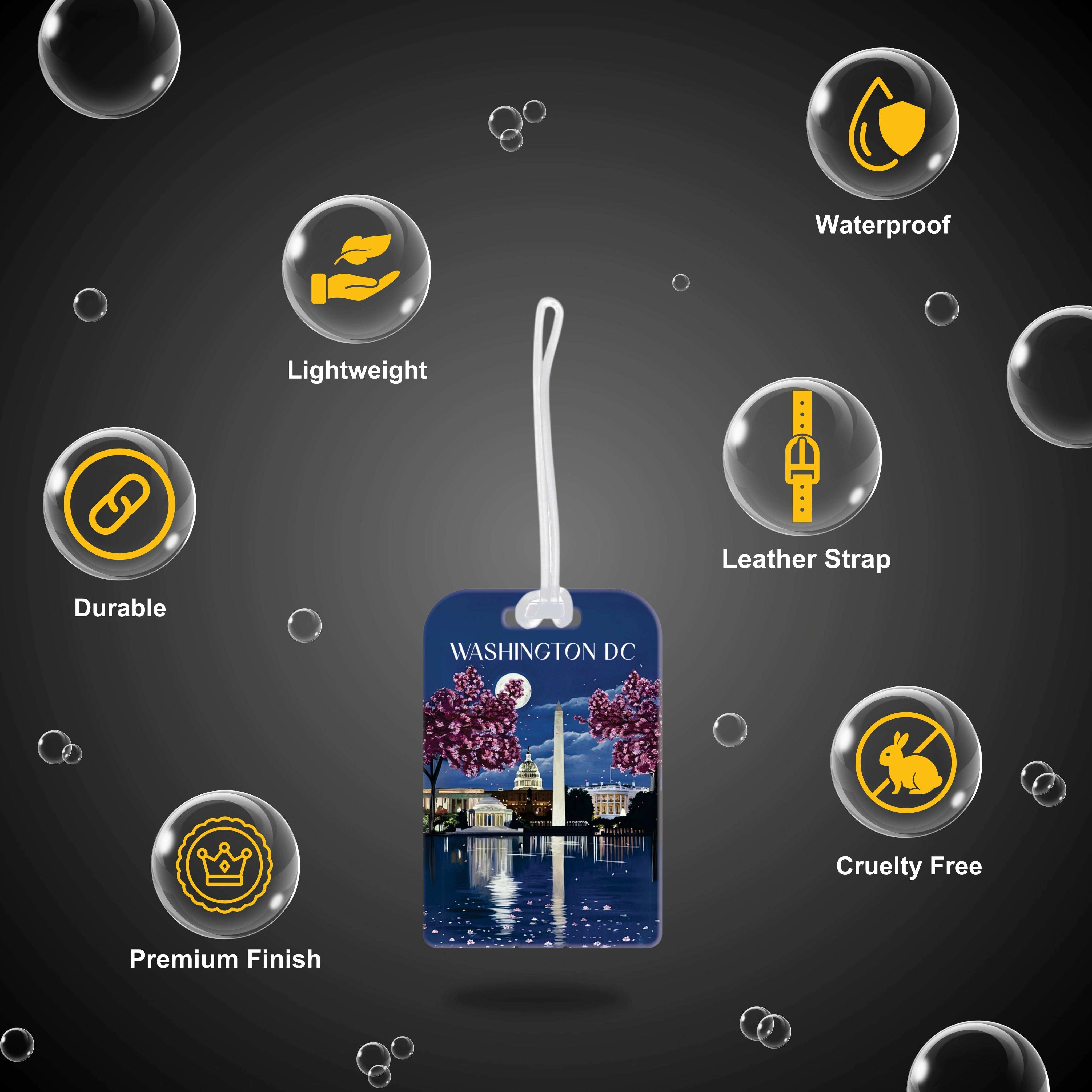 tag8 Washington DC Bag Tag with iconic design and smart QR code for hassle-free identification and lost & found support