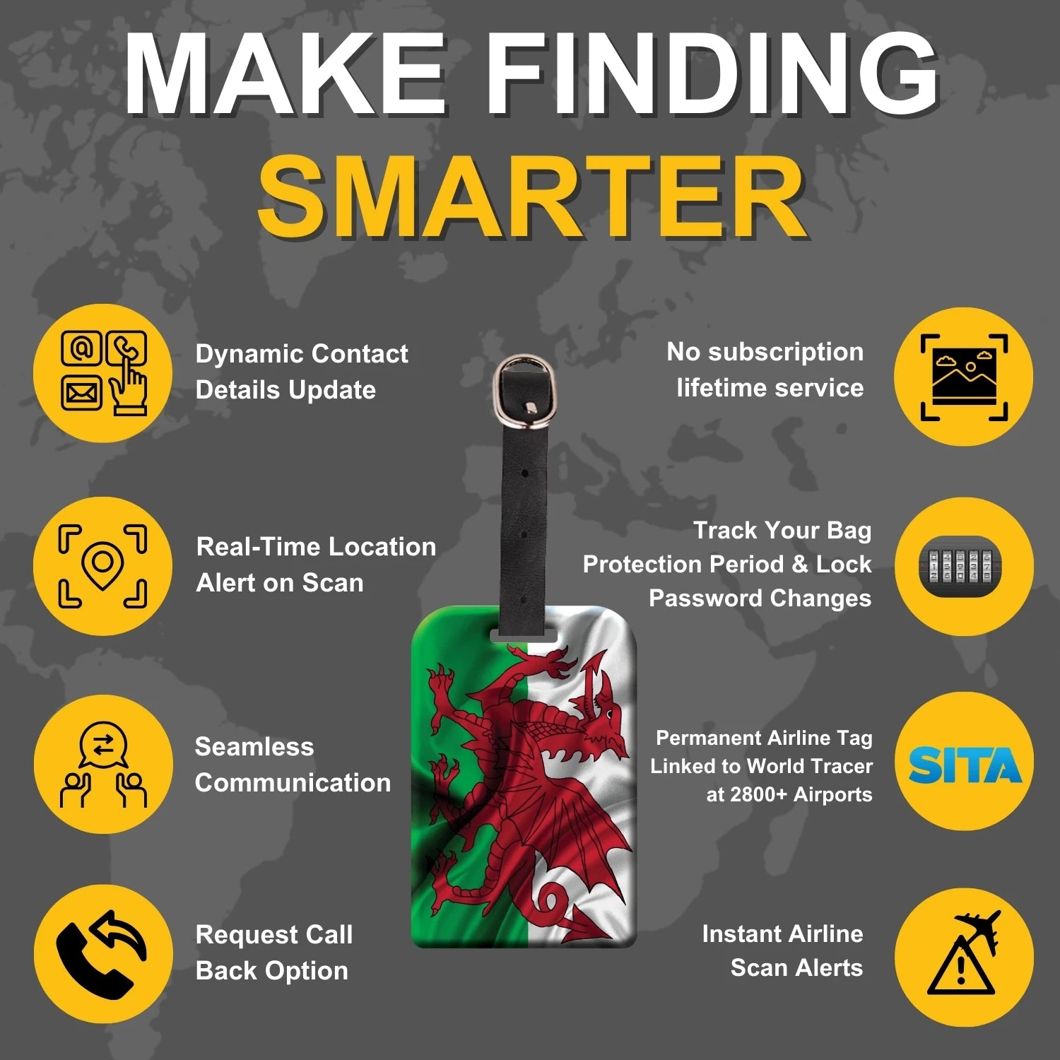 Wales QR Bag Tag by tag8 for travel security